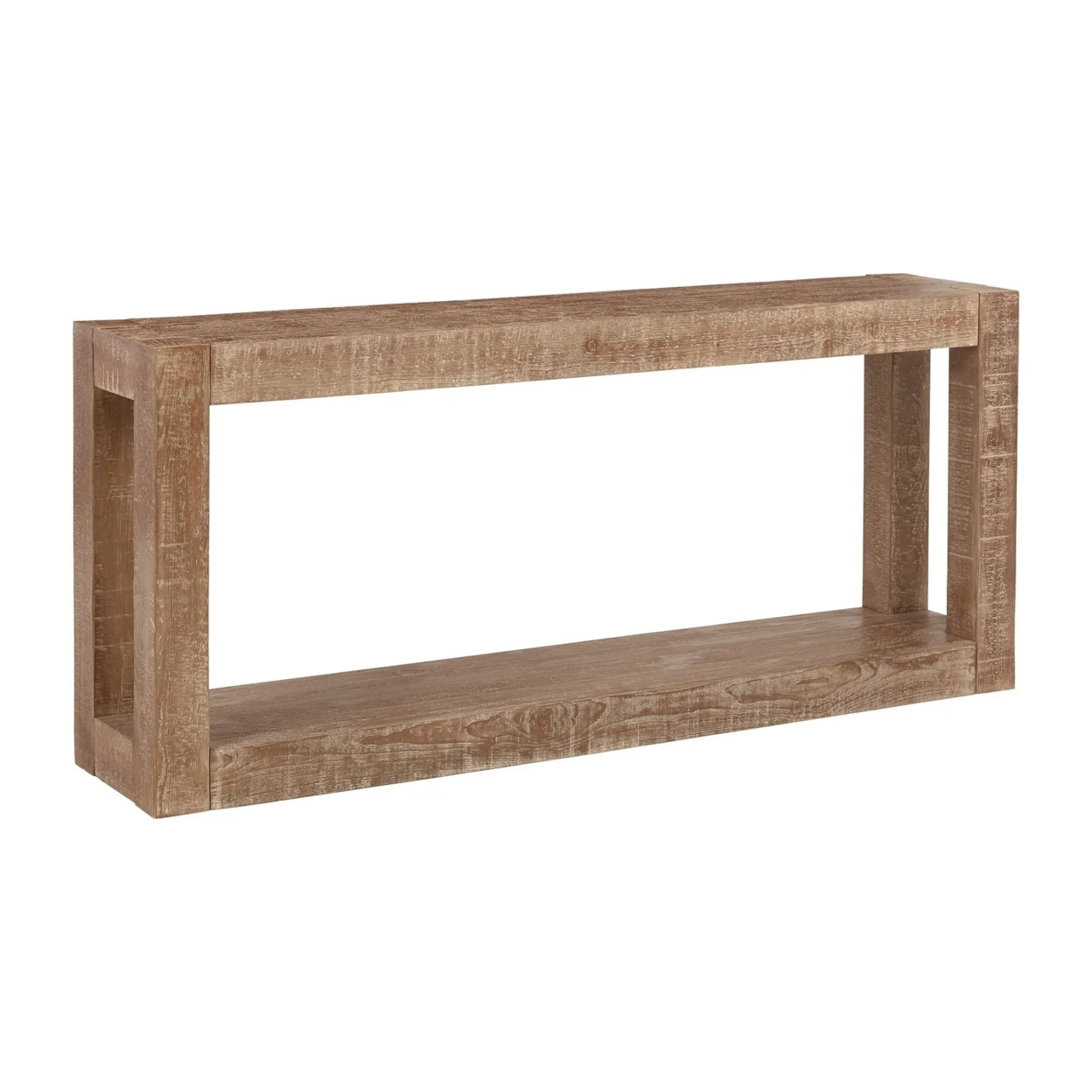 Lee 68 Inch Sofa Console Table, 1 Shelf and Open Frame, Distressed Brown- Saltoro Sherpi | Walmart (US)