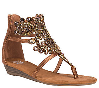 MUK LUKS Thong Wedge Sandals - Athena | QVC