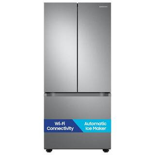 30 in. 22 cu. ft. Standard Depth Smart 3-Door French Door Refrigerator in Stainless Steel with Automatic Ice Maker | The Home Depot
