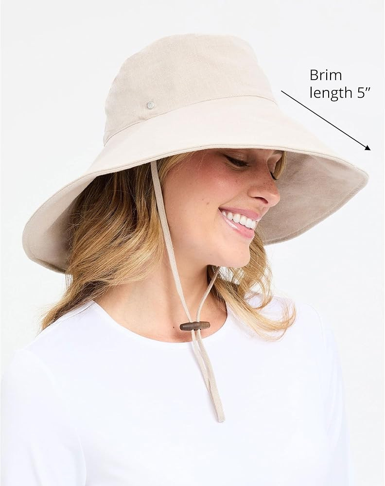 Solbari Women’s Ultra-Wide Cotton Linen Sun Hat UPF 50+, Packable, Adjustable with Ponytail Hol... | Amazon (US)