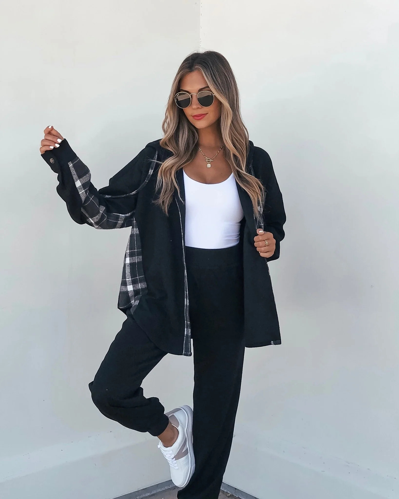 Black Plaid Flannel Hooded Shacket | Magnolia Boutique