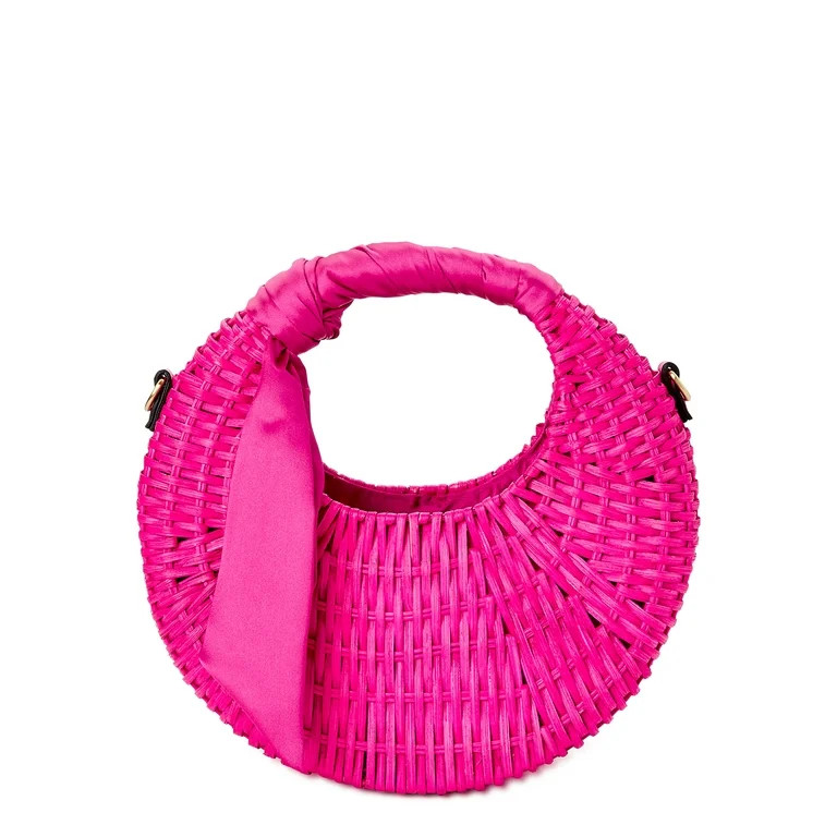 Scoop Women's Small Straw Crescent Crossbody Bag, Rose Violet - Walmart.com | Walmart (US)