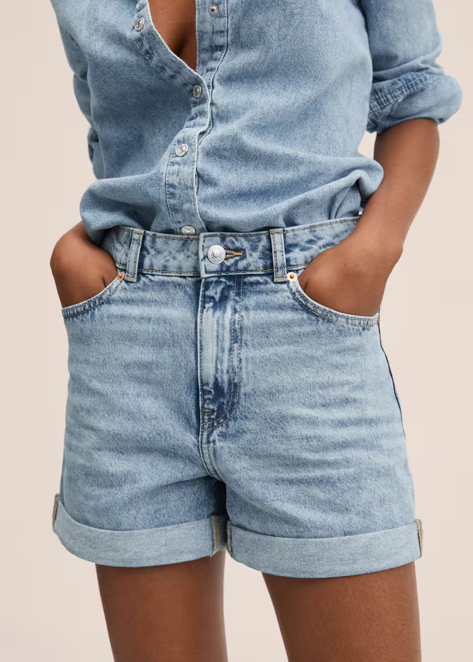 Mom-fit denim shorts | MANGO (US)