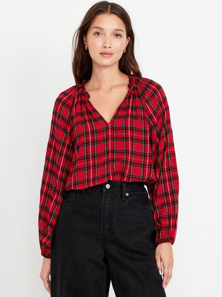 Split-Neck Seersucker Top | Old Navy (US)