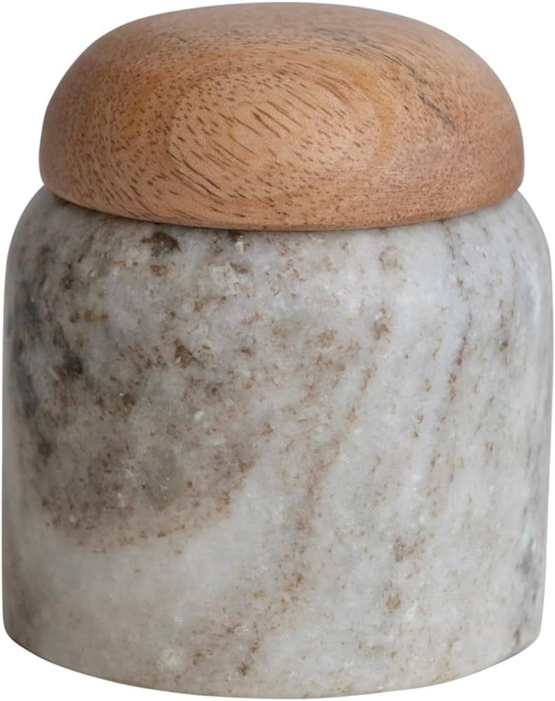 Creative Co-Op Modern Marble Wood Lid, Natural Canister | Amazon (US)