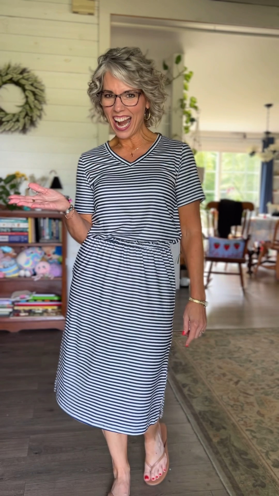 Two knit dresses, both so comfortable, and both absolute must haves for summer, a navy and white thin stripe dress with a tiny elastic waist for shape, pockets, and a split hem, plus a green dress with the prettiest ruffle trim around the neckline and bodice and a flowy A line skirt with pockets! Perfect for casual everyday wear, errands, travel, or just throwing on and feeling cute, and I paired them with simple flip flops from Walmart. Both dresses are from Amazon and linked in my LTK so go grab one or both!

#amazonfashion #amazonfinds #amazonstyle #founditonamazon #amazondress #walmartfashion #walmartfinds #summerstyle #summeroutfit #summerfashion #summerinspo #summervibes #summerlook #summerwear #summerdress #springfashion #springoutfit #springstyle #casualoutfit #casualstyle #casualchic #effortlessstyle #effortlessfashion #ootd #ootdfashion #outfitoftheday #outfitinspo #outfitideas #realoutfitgram #todaysoutfit #affordablefashion #affordablestyle #budgetfashion #womensfashion #womensstyle #petitestyle #petitefashion #petiteoutfit #petitewomen #petitegirl #petites #momstyle #momfashion #momootd #momlife #teacherstyle #teacherfashion #grandmastyle #grandmafashion #over40style #over40fashion #over40andfabulous #fashionover40 #womenover40 #over50style #over50fashion #fashionover50 #agelessstyle #midlife #midlifestyle #midlifefashion #maturestyle #maturefashion #fashionblogger #fashionista #styleinspo #fashioninspo #instafashion #cuteoutfit #trending #fashion #style #ltkfinds #ltkseasonal #ltkunder50 #ltkpetite #ltkover40 #ltkover50 #ltkfashion #ltkstyle #ltksummer #ltkspring #liketoknowit #shopltk #knitdress #tshirtdress #stripeddress #navydress #greendress #alinedress #ruffledress #pocketsdress #kneelenthdress #casualdress #comfydress #summerdresses #flipflops #everydaydress #traveldress

#LTKootd #LTKPetite #LTKOver40