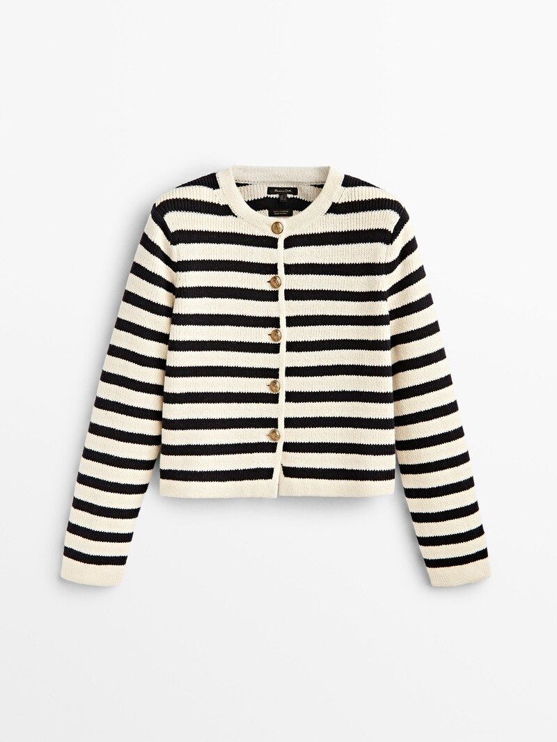 STRIPED KNIT CARDIGAN WITH BUTTONS | Massimo Dutti (US)