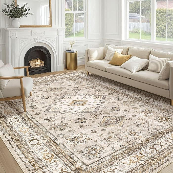 Vintage Living Room Area Rug 8x10 - Large Soft Washable Oriental Traditional Distressed Farmhouse... | Amazon (US)