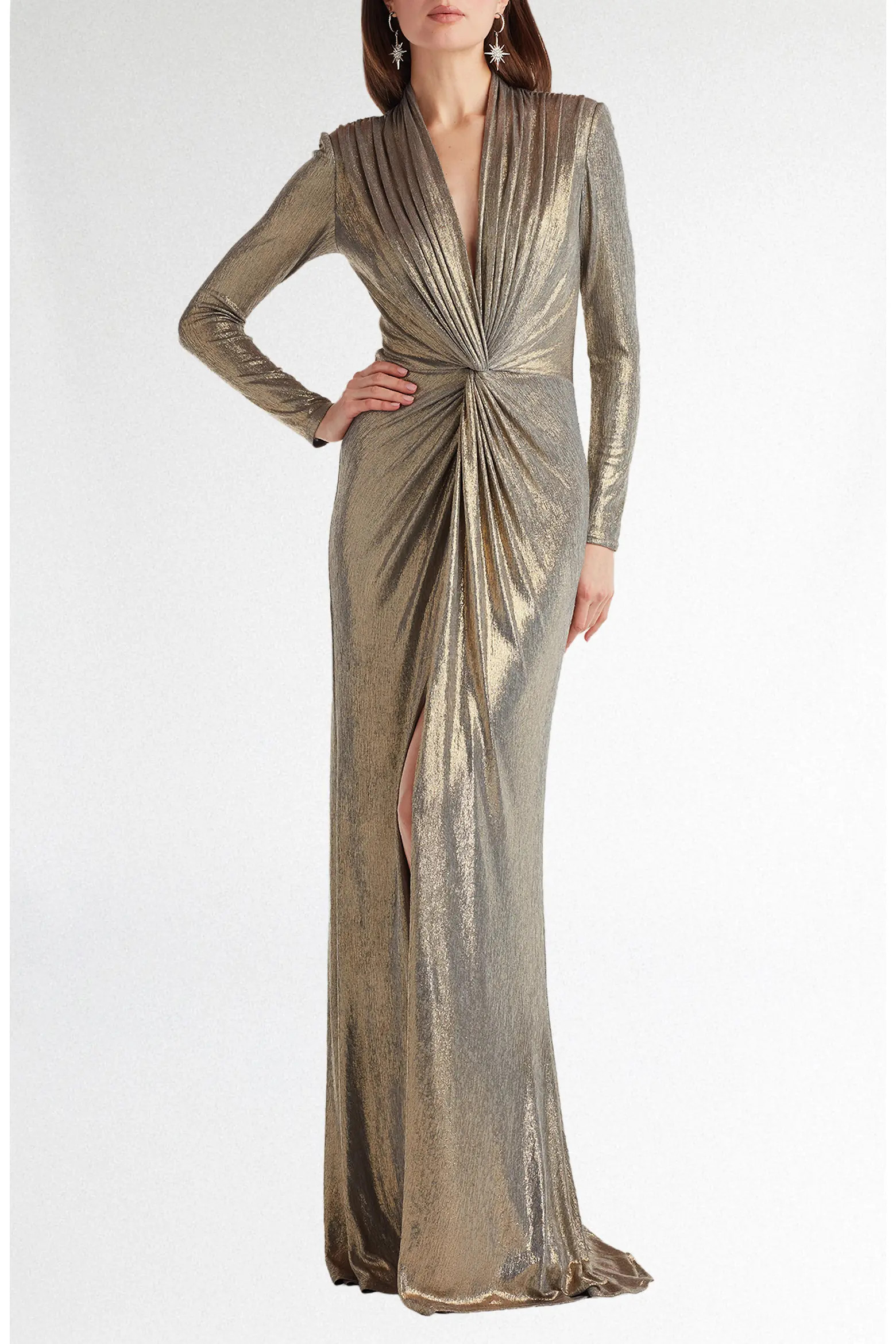 Metallic Long Sleeve Liquid Jersey Gown (Women) | Nordstrom | Nordstrom