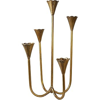 Candle Holder Vintage Candlestick Holder Stand for Stick Taper Candle, 5-Arm Cast Iron Candelabra... | Amazon (US)