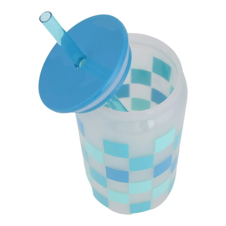 Mainstays 20-Ounce Color-Changing Acrylic Can Shape Tumbler, Blue Check Print | Walmart (US)