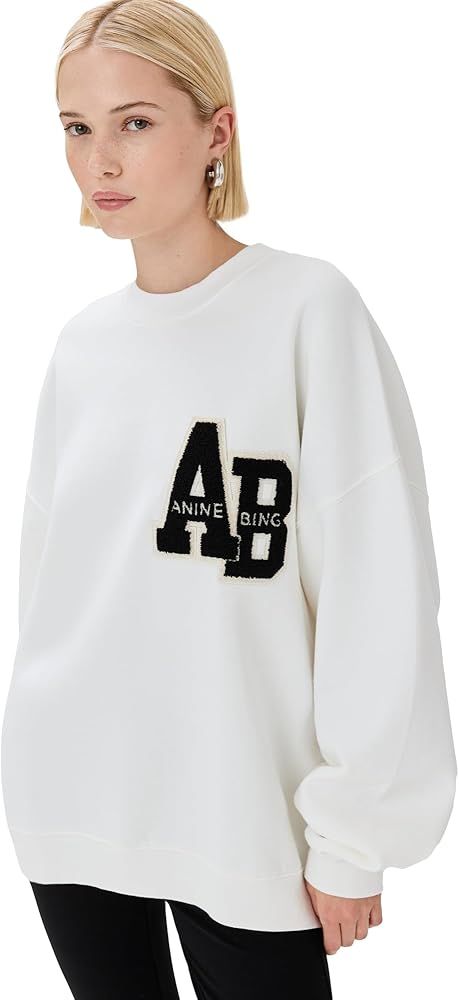 ANINE BING Women's Miles Sweatshirt Letterman Off White | Amazon (US)