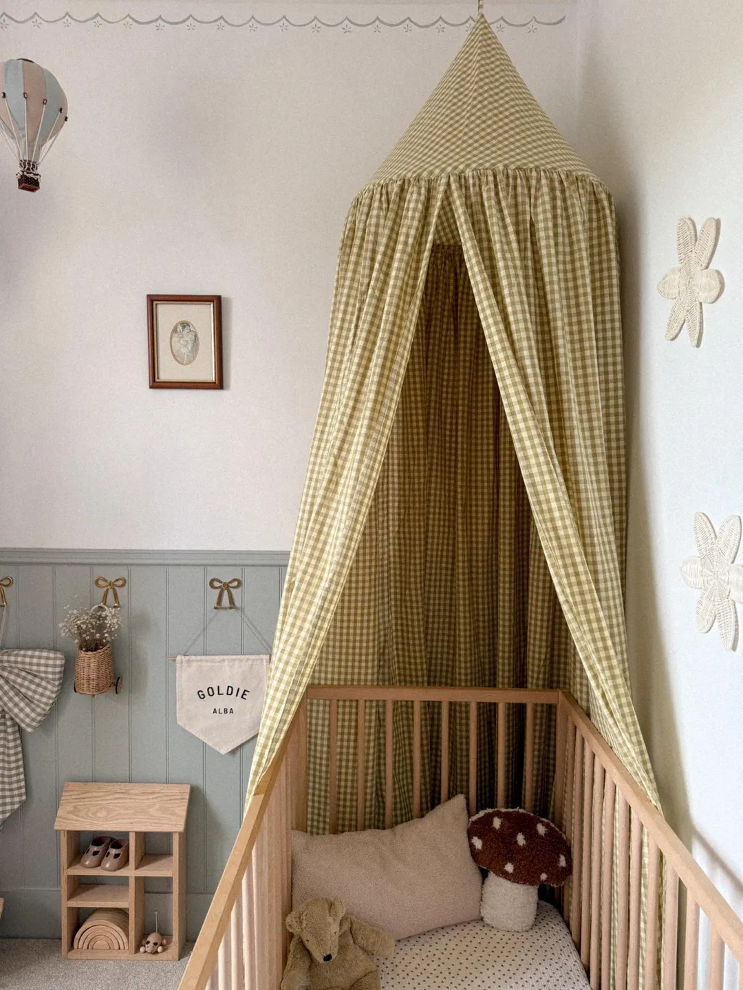 Baldaquin de lit Vichy : baldaquin en coton à carreaux vert country vintage | Etsy (US)