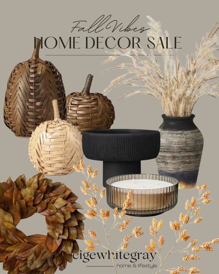 Fall look from Target! Loving these cute woven pumpkins, and bowl!! The vase and stems are perfect for any space of your home and I always love a candle. 

#LTKSeasonal #LTKhome #LTKstyletip