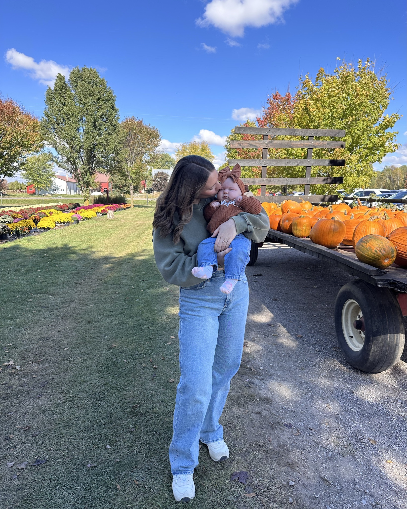 First time at the pumpkin farm with my babe! We both wore cozy sweaters and a good ole pair of jeans!🎃🍁

#LTKSeasonal #LTKBaby #LTKMidsize