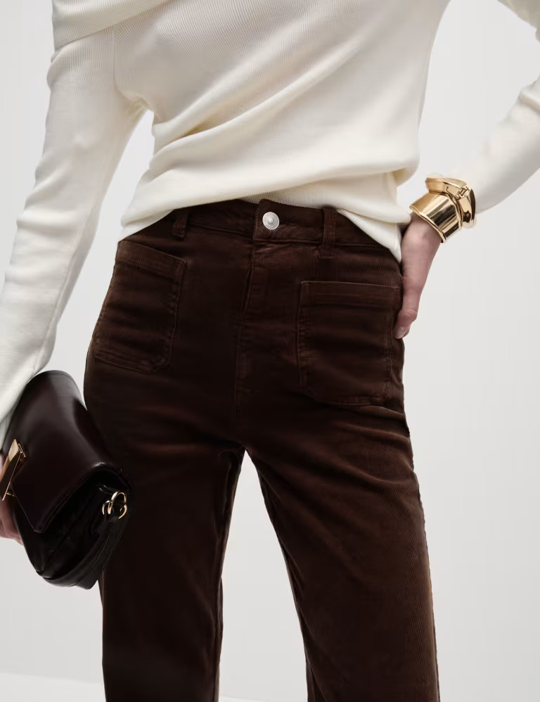 Cord Patch Pocket Tea Dyed Flared Trousers | Marks & Spencer (UK)