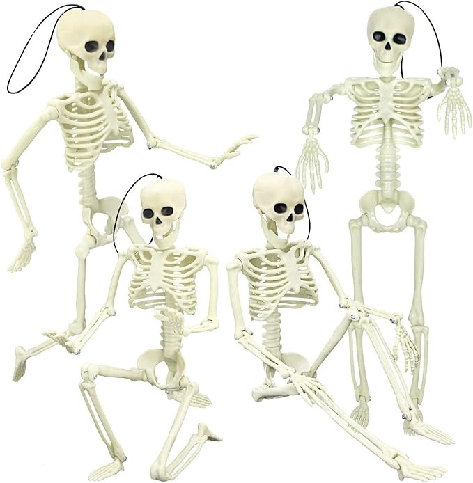 4 Pcs Posable Skeletons Halloween Skeletons Decor 16 Inches Full Body Posable Joints Plastic Skel... | Amazon (US)