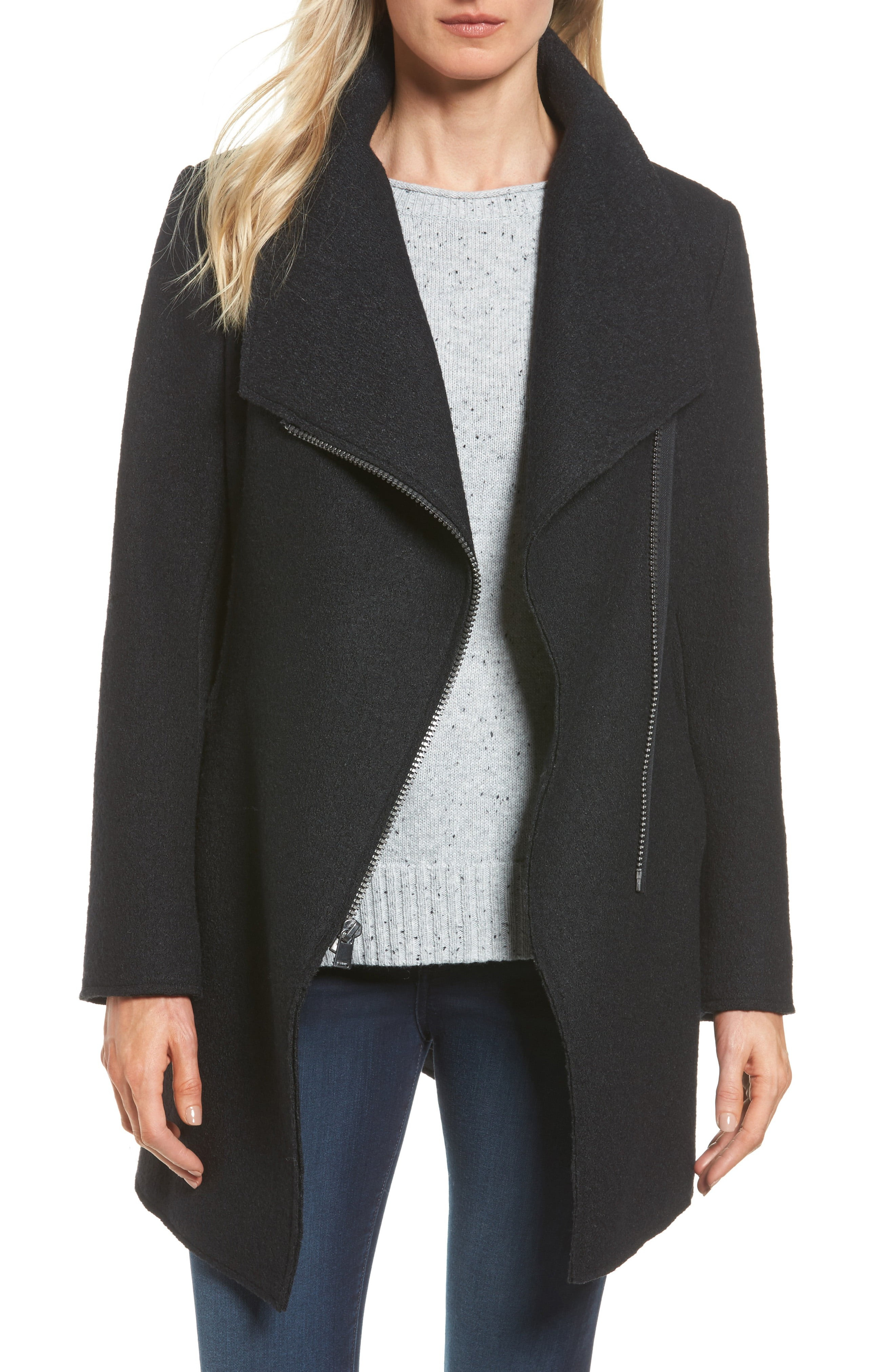 Asymmetrical Zip Boiled Wool Blend Coat | Nordstrom