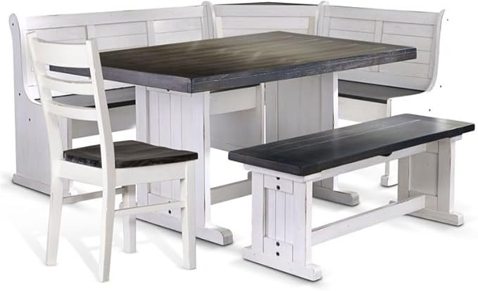 Pemberly Row 4-Piece Farmhouse Wood Breakfast Nook Set with Hidden Storage, Reversible Seating, G... | Amazon (US)