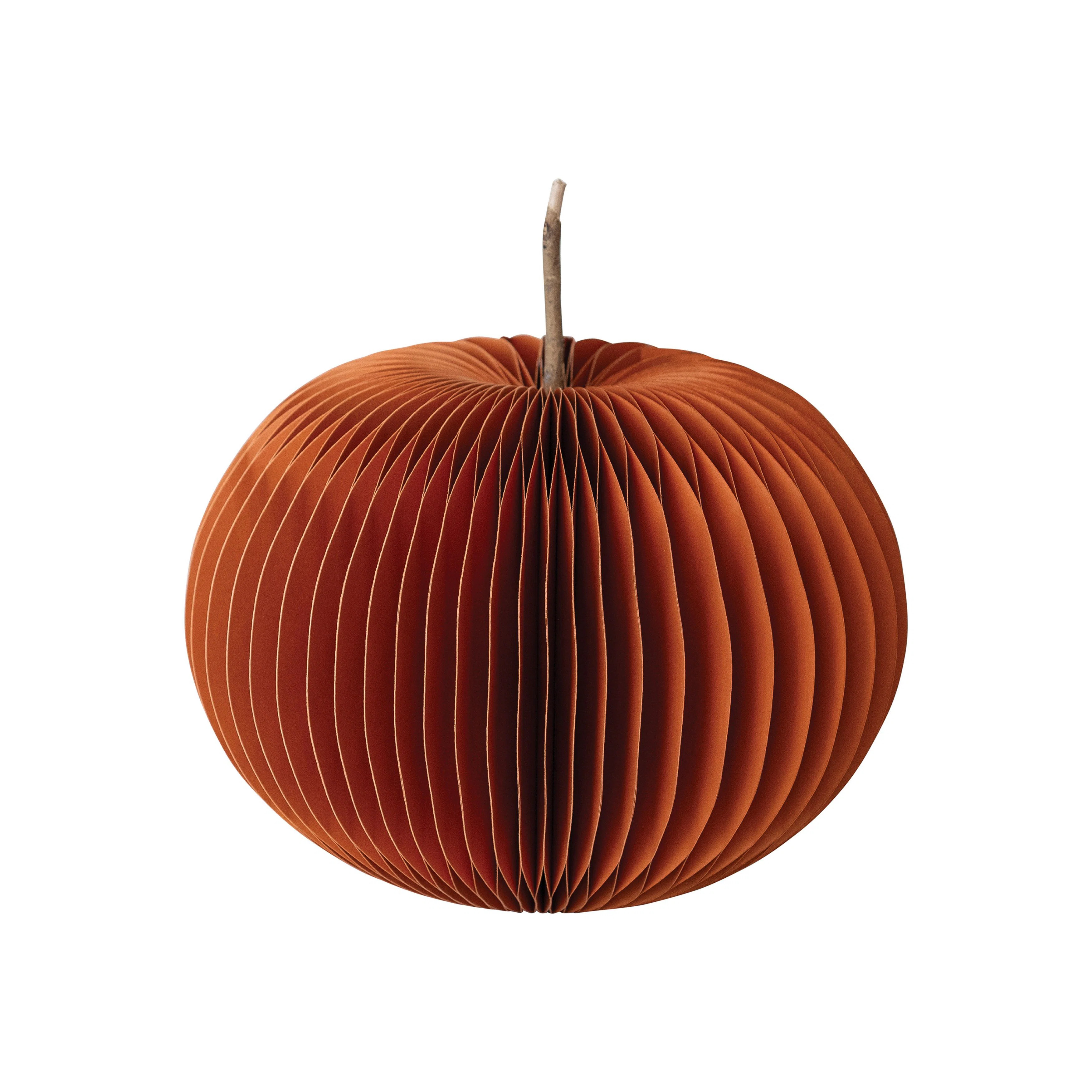 Paper Folding Honeycomb Pumpkin with Twig Stem | Wayfair North America