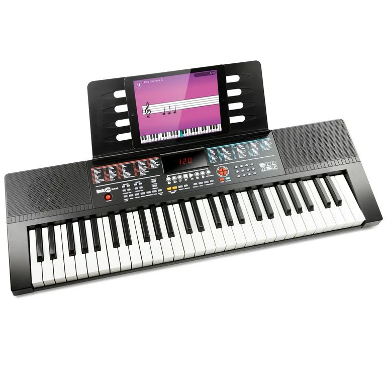 RockJam 61-Key Black Electronic Keyboard Piano with Sheet Music Rest, Piano Note Stickers & Lesso... | Walmart (US)