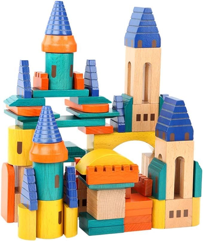 Migargle Wooden Castle Building Blocks Set-Stacking Wood Castle Blocks Educational Toy Set for To... | Amazon (US)