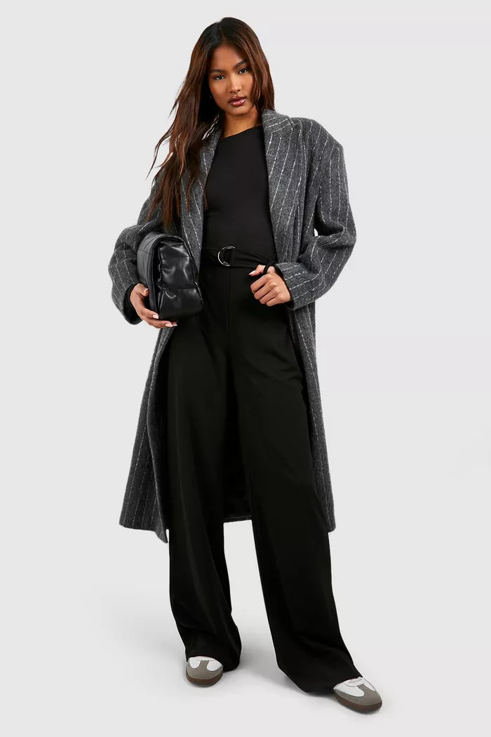 Tall Buckle Trim Self Belt Wide Leg Trousers | Boohoo.com (UK & IE)