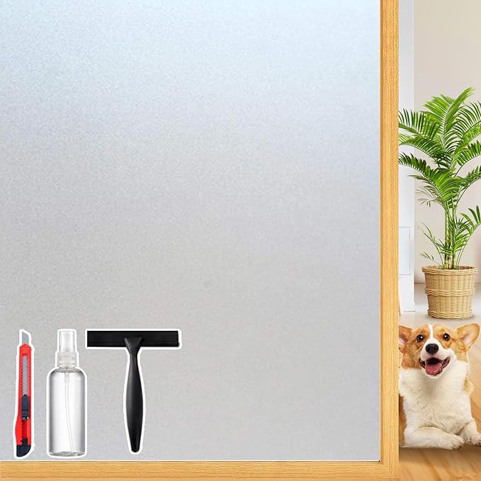Frosted Glass Window Privacy Film Decorative, Bathroom Window Privacy Film for Glass Windows Cove... | Amazon (US)