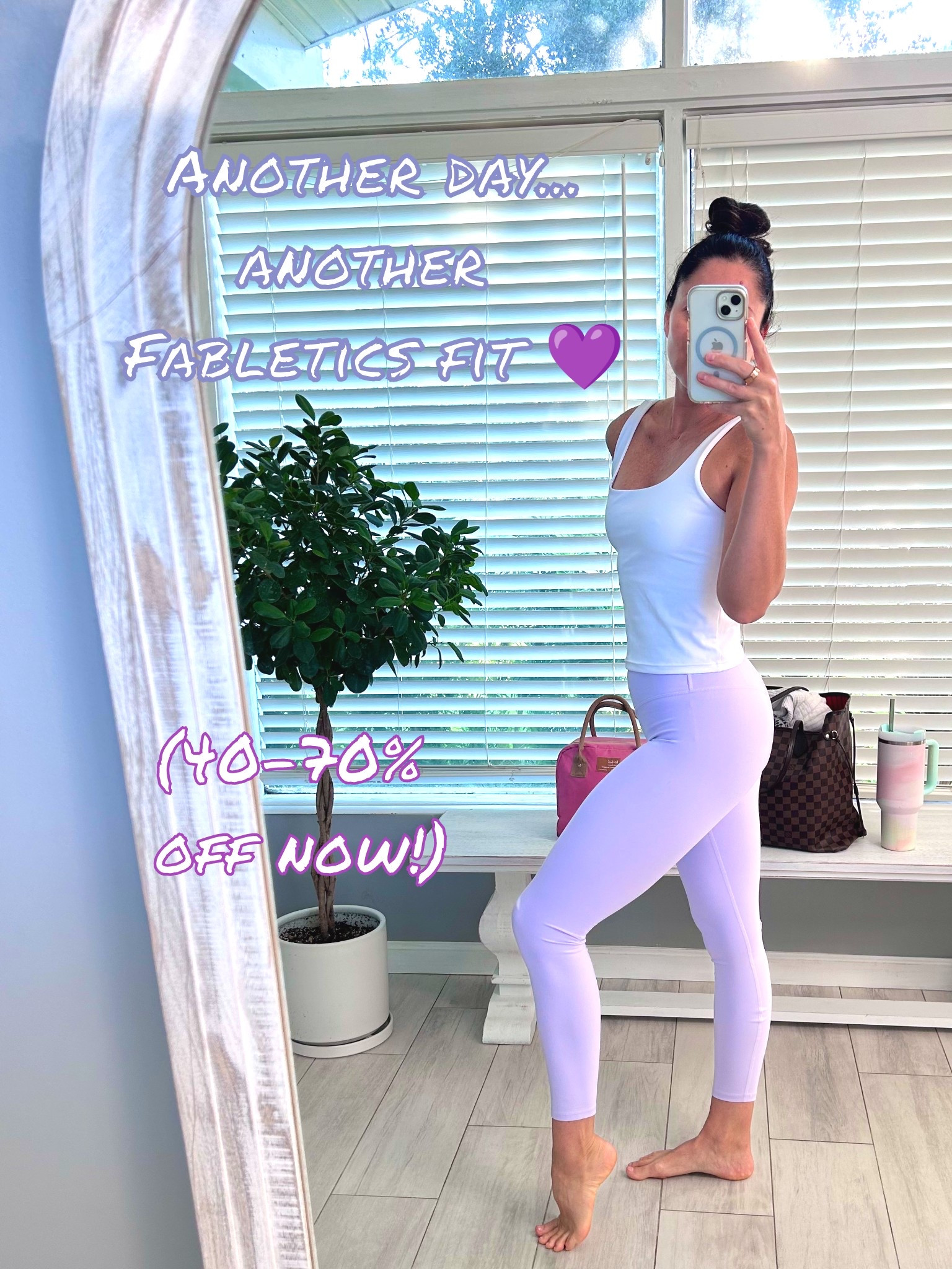 Fabletics PureLuxe in Lilac Lotus + white (both medium) — buttery soft, super flattering, and mom-life approved 🙌 Paired with my Oura Ring + daily essentials you’ll spot in the background (including my trusty Stanley 💕).
.
✨Both on sale right now:
▫️Fabletics 40–70% off
▫️Stanley up to 40% off
.
Linking it all so you can grab your faves while they last!

#LTKSaleAlert #LTKFindsUnder50 #LTKActive