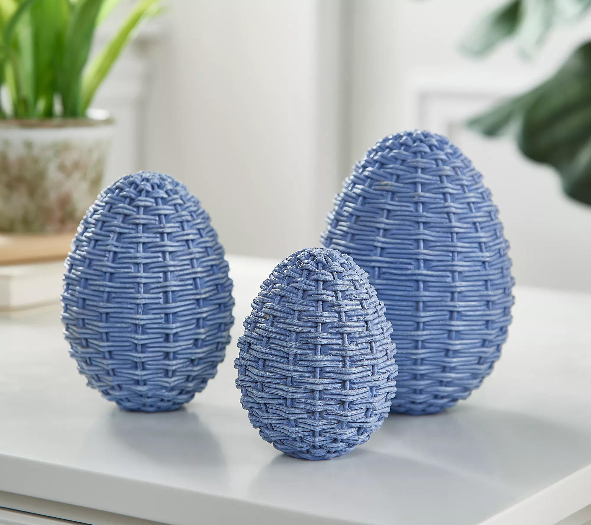 Set of 3 Rattan Wicker Eggs by Valerie | QVC