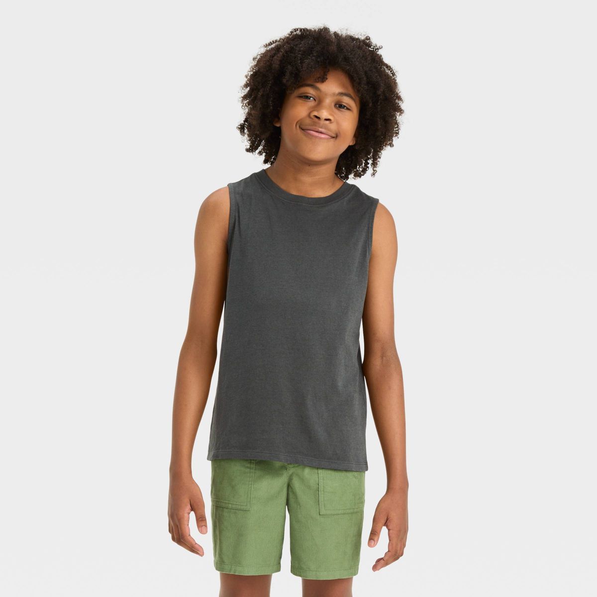 Boys' Washed Muscle Tank Top - Cat & Jack™ Charcoal Gray XL | Target