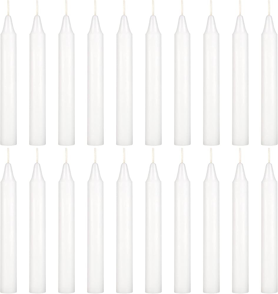 Mega Candles 20 pcs Unscented White Exquisite Mini Taper Candles, 4 Inch Tall x 1/2 Inch Diameter... | Amazon (US)