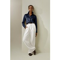 LILYSILK Women's Silk Shirt, Soft Spread Collar Blouse, Navy Blue SP | LilySilk