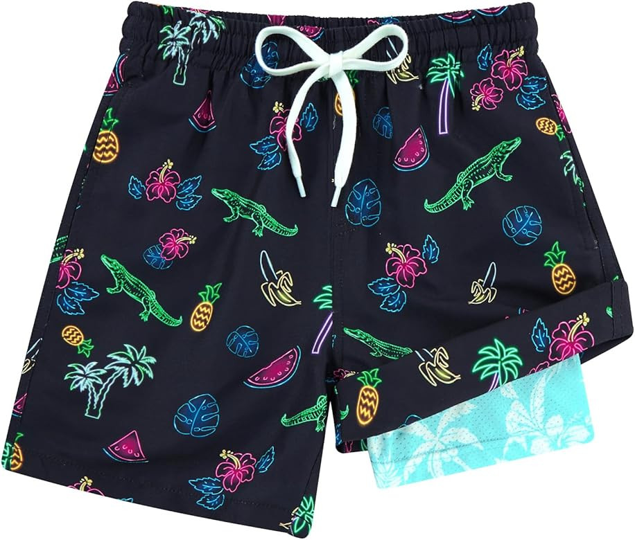 Cozople 7-20T Boys Swim Trunks with Compression Liner Big Boys Quick Dry Bathing Suit Stretch 2 in 1 Beach Swimming Shorts | Amazon (US)