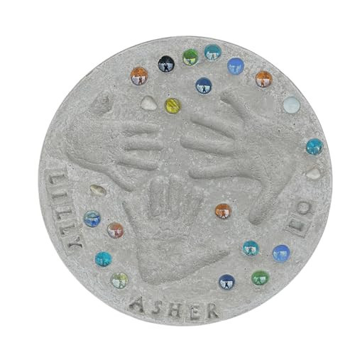 Large DIY Stepping Stone Kit, Handprint Stepping Stone, Mother's Day Gift, Footprint Stepping Stone (14 Inch + Stamp Set) | Amazon (US)
