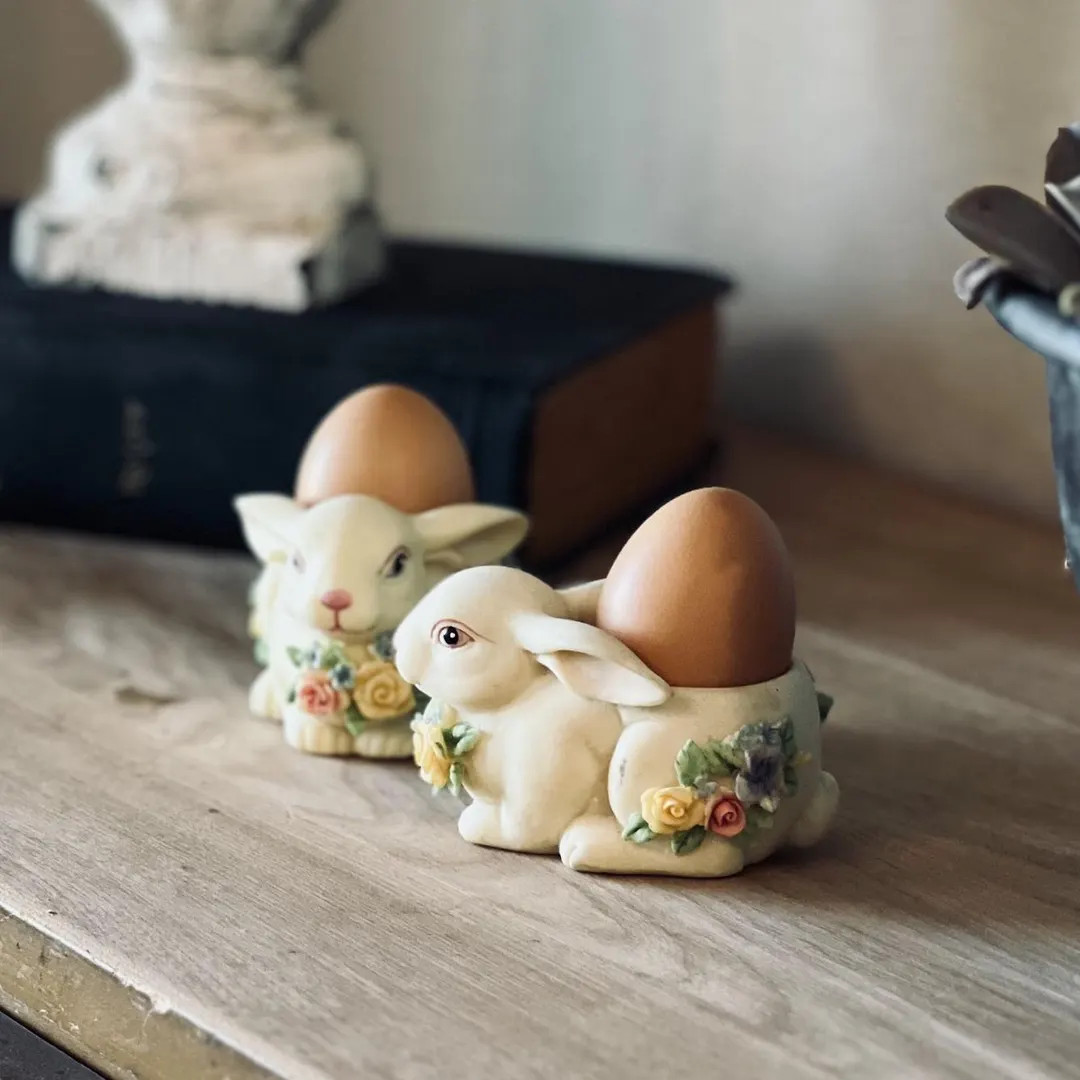 Vintage Bunny Egg Cups,easter Displays, Vintage Egg Holder, Easter Table Decor, Resin Egg Holder,... | Etsy (US)
