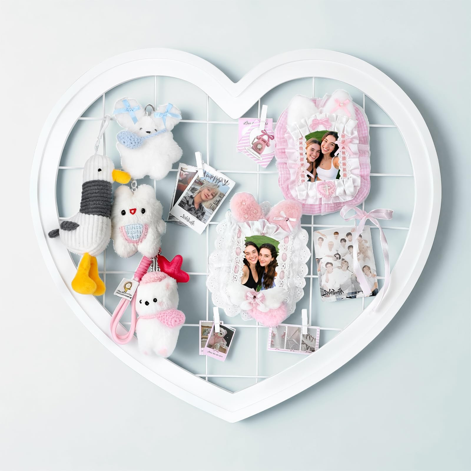 Jazcimdo Pink Preppy Coquette Room Decor, Heart Shape Wire Wall Grid Panel for Photo Display Boar... | Amazon (US)