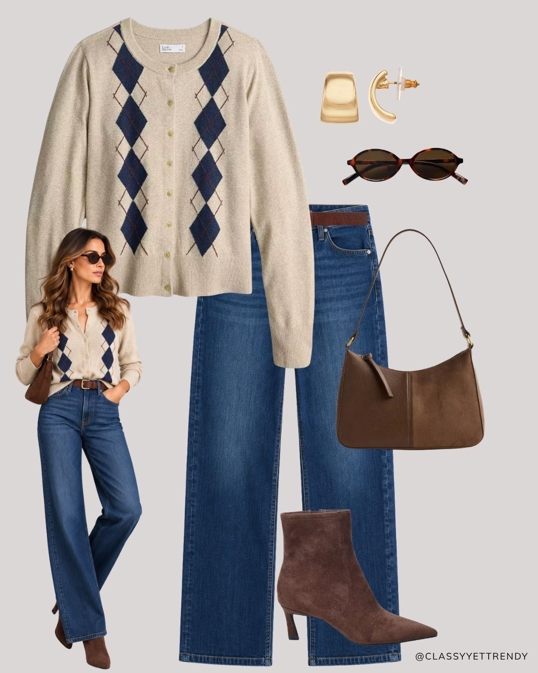 Modern Heritage Autumn Neutrals Capsule: 12 Tops, Bottoms, Layers and Shoes, many outfits! ✔️ Create several looks with classic and timeless staples - including wide-leg jeans, white shirt, navy sweater, mock neck top - elevated with just a few seasonal gems like an argyle cardigan, plaid blazer and heeled boots.🍂 Effortless, versatile, and polished!🤎 Which outfit is your favorite? 

#fallstyle #autumnvibes #autumnoutfit #browntones #capsulewardrobe