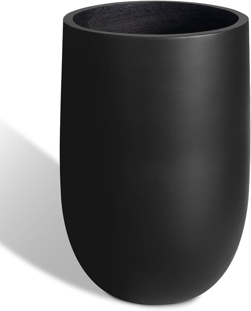 Concrete Planter Outdoor Indoor, Large Tall Cement Plant Pots for Trees Flowers (Black, 22 inch) | Amazon (US)