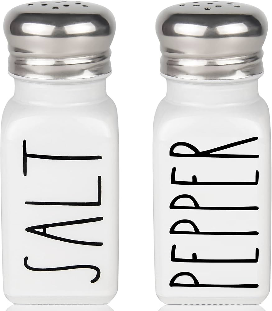 White Salt and Pepper Shakers Set by Brighter Barns - Modern Kitchen Decor for Home Restaurant BB... | Amazon (US)