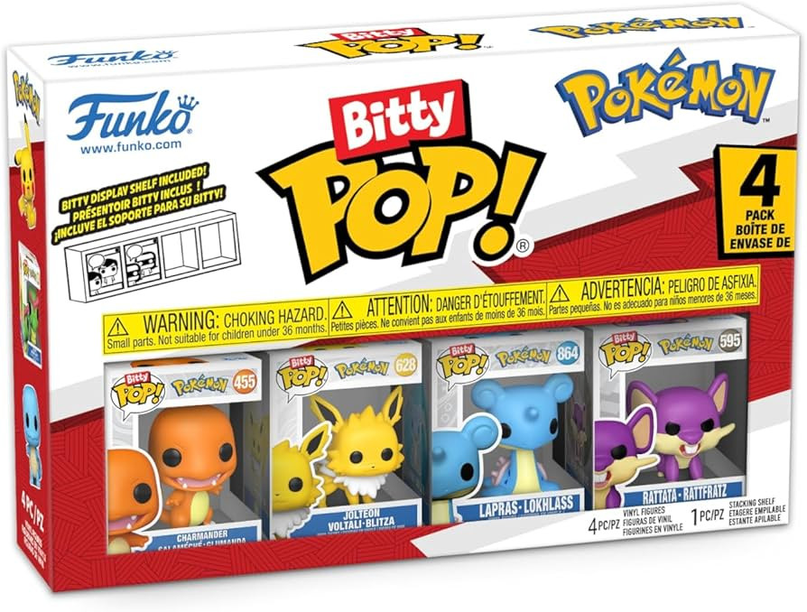 Funko Pop! Bitty: Pokemon - Charmander, Jolteon, Lapras, and Rattata - 0.9 Inch (2.2 Cm) Collecta... | Amazon (US)