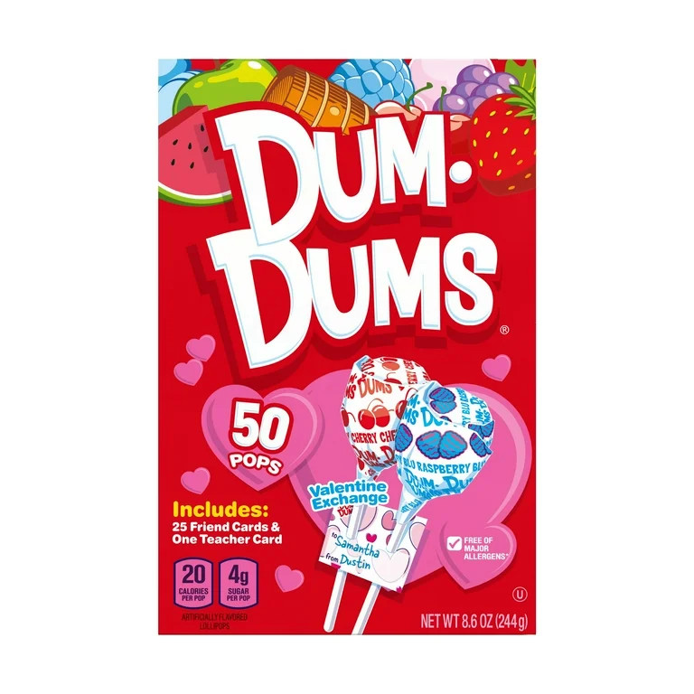 Dum Dums Valentines cards for kids classroom, Valentines Party Favors, Original Flavors Lollipops... | Walmart (US)