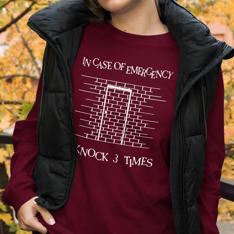 In Case of Emergency Door Knock 3 Times Tee, Beetlejuice Long Sleeve Tee, Halloween Movies T-shir... | Etsy (US)