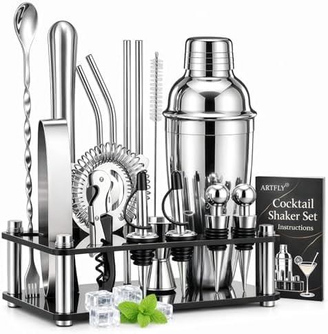 Cocktail Shaker Set, 18-Piece Bartender Kit with Acrylic Stand, 18/8 Stainless Steel Bar Set with... | Amazon (US)
