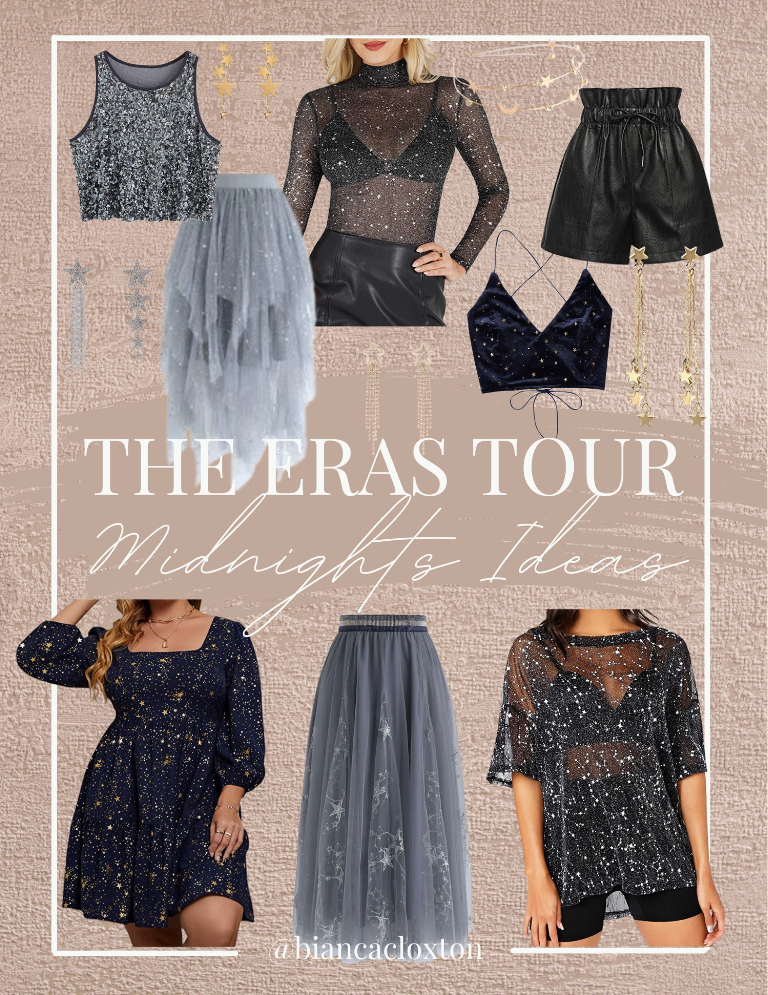 Taylor Swift Eras Tour - Midnights Edit 🌌

Concert outfit, Midnights, Sequin Top, Star Dress, Constellations, Star Earrings, Tulle Skirt, Grey Skirt, Blue Skirt, Navy, Sheer Top, Glitter

#LTKFind #LTKunder50 #LTKstyletip #LTKshoecrush