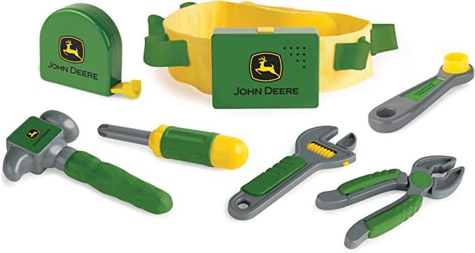 TOMY John Deere Deluxe Talking Toolbelt 7-Piece Tool Set For Toddlers, Green | Amazon (US)
