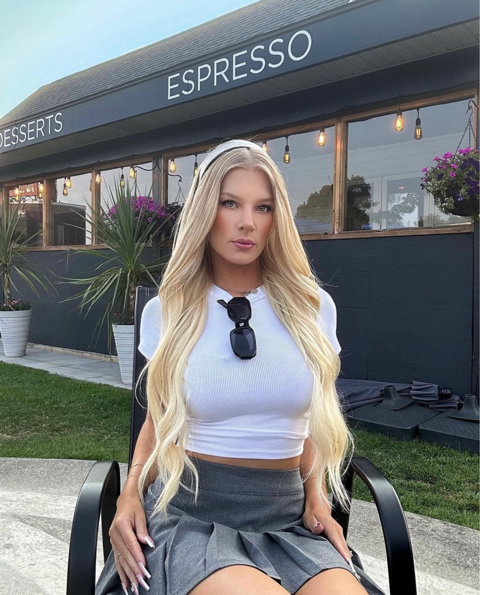 iced chai latte made with oat milk and 3 pumps of cinnamon dolce with sweet cream cold fold on top, topped with cinnamon please ♡ 
🔎 Micro Mini Pleated Skort wearing size XS
🔎 Ribbed Crewneck Baby T-Shirt wearing size XS
🔎 Patent Penny Loafer
.
.
Back to school , back to school outfit , Coffee date outfit , outfit ideas , school girl style , pleated skirt , business chic
.
.
#backtoschool #backtoschooloutfit #outfitinspiration #outfitinspo #ootd #outfitideas #coffeedate #dateoutfit #schoolgirlstyle #pleatedskirt #backtoschoolshopping #outfitsforschool #businesschic #streetstyle #preppystyle 

#LTKBacktoSchool #LTKstyletip #LTKSale