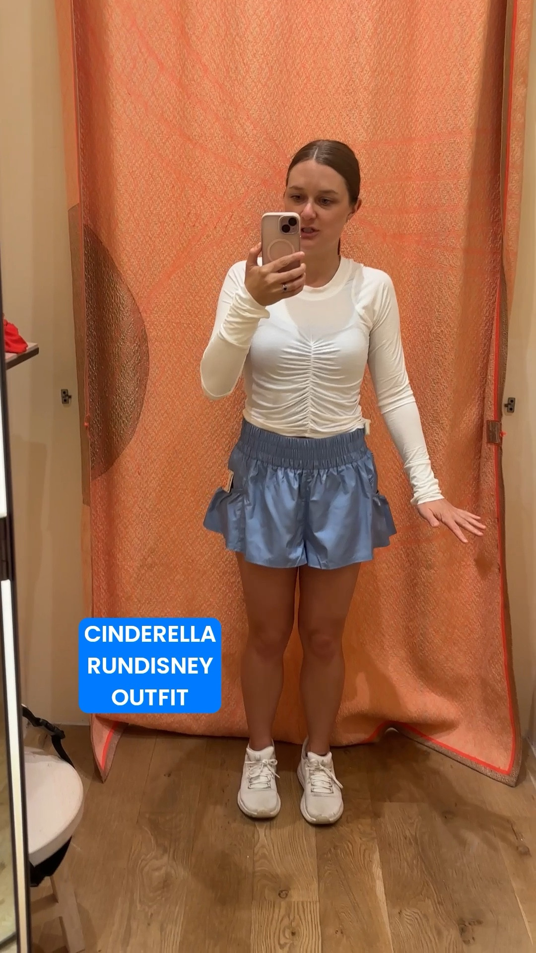 Cinderella Running Outfit Idea! We are running the runDisney Princess Half marathon race and searching for outfit ideas! This is an easy and comfortable Cinderella Princess inspired outfit idea. The outfit features a mesh white long sleeve top from Free People Movement. The steel blue shorts are also from Free People Movement and perfect Cinderella color!

#LTKTravel #LTKStyleTip #LTKActive