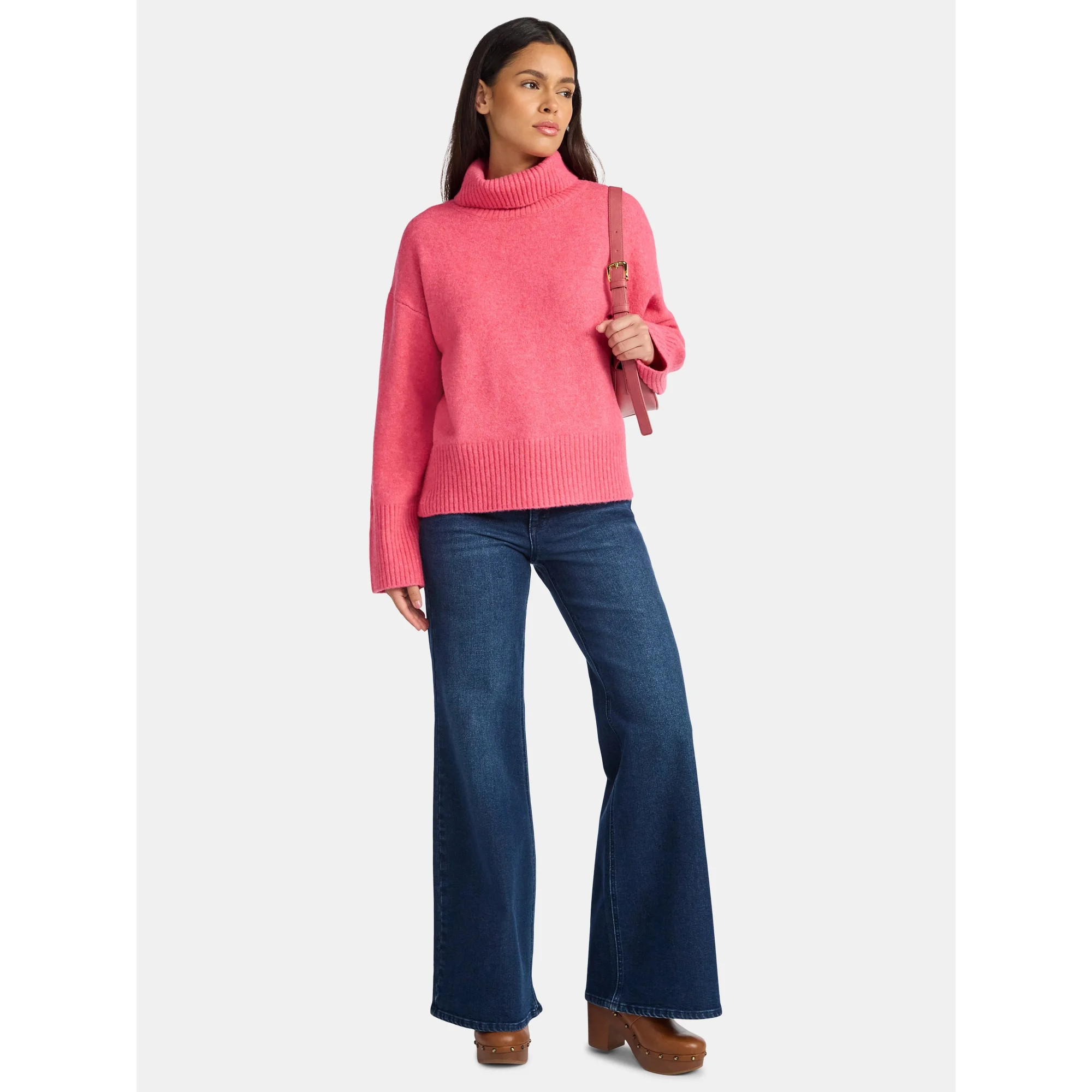 Time and Tru Women's Chunky Turtleneck Pullover Sweater with Long Sleeves, Mid-weight, Sizes XS-X... | Walmart (US)