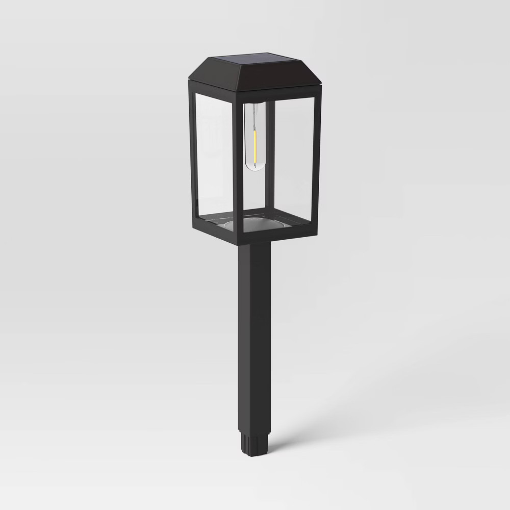 Solar Pathway Light with 4-Sided Vintage Bulb Black - Threshold | Target